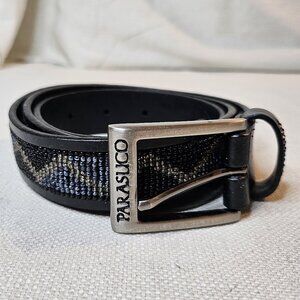 Parasuco Women's Black Faux Leather Bead Design Belt - Size XL 36"
